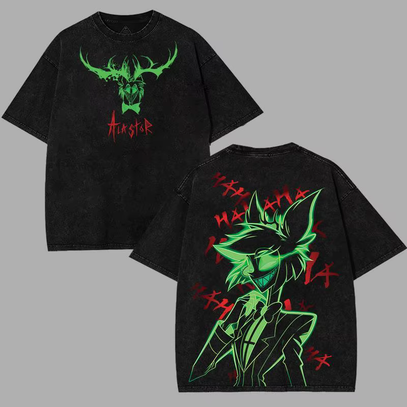 Alastor Hazbin hôtel graphique T-shirt hommes femmes vêtements rue mode lavé surdimensionné