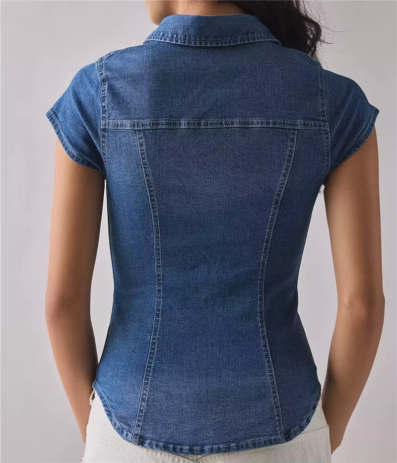 Chemise en jean slim pour femme