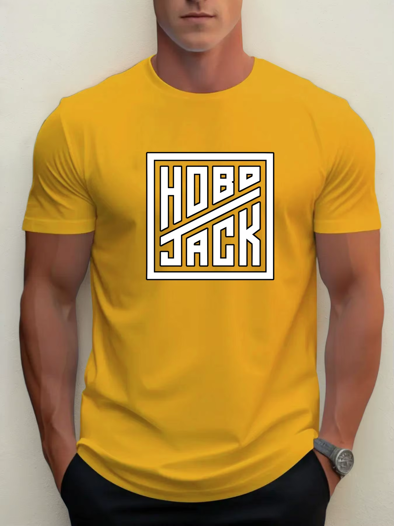 T-shirt pour hommes hobo jack 100 % coton imprimé graphique été col rond