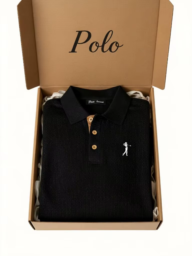 Polo classique pour homme - Tricot de qualité supérieure avec broderie golf