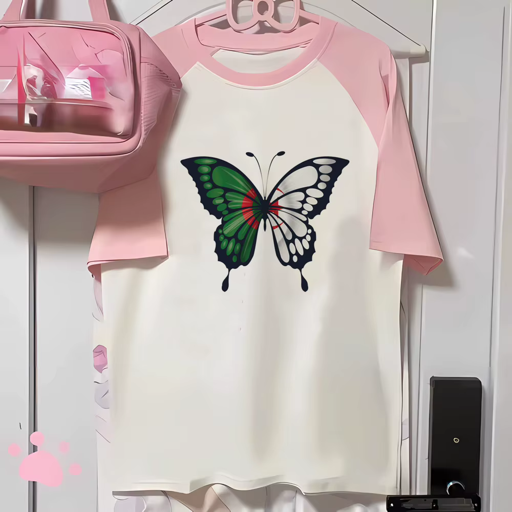 Algérie haut femmes anime style moderne t-shirts fille bande dessinée années 2000 vêtements