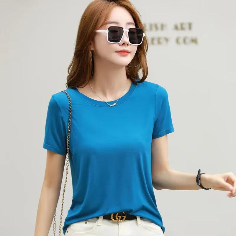 MRMT 2026 Nouveau T-shirt pour femme en coton soie glacée