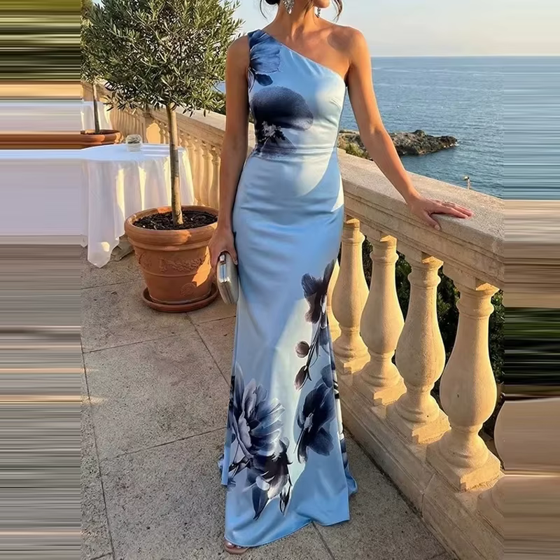 Robe de soirée élégante sans manches à découpes