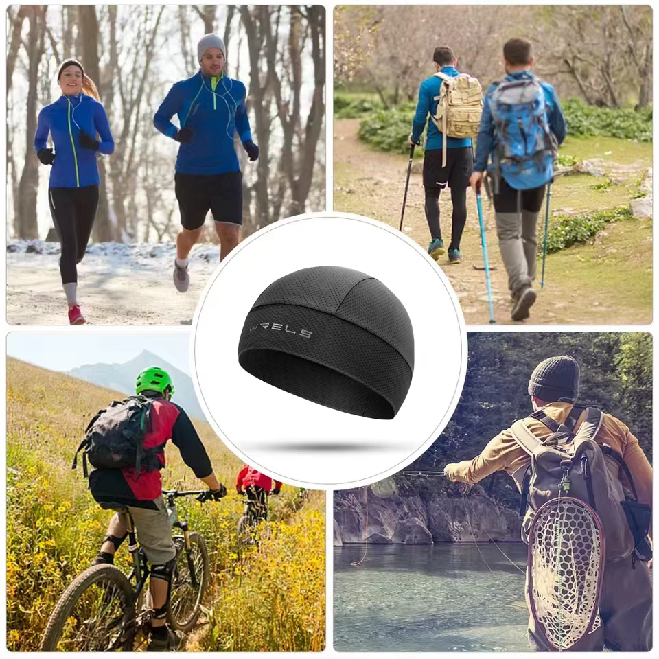 Casquette de cyclisme respirante évacuant l'humidité, pour course à pied, randonnée, moto, élastique, absorbante, séchage rapide, sous les casques, chapeau fin