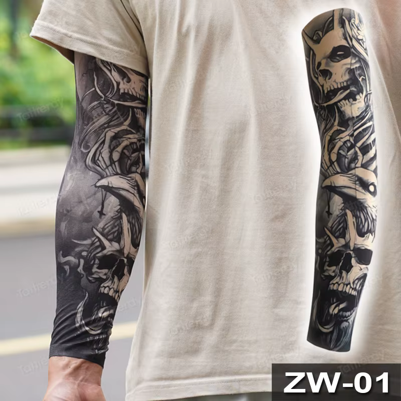 6 manchons de tatouage élastiques pour bras entier, pour hommes et femmes, motif réaliste de crâne Hannya japonais et dragon, pour maquillage corporel