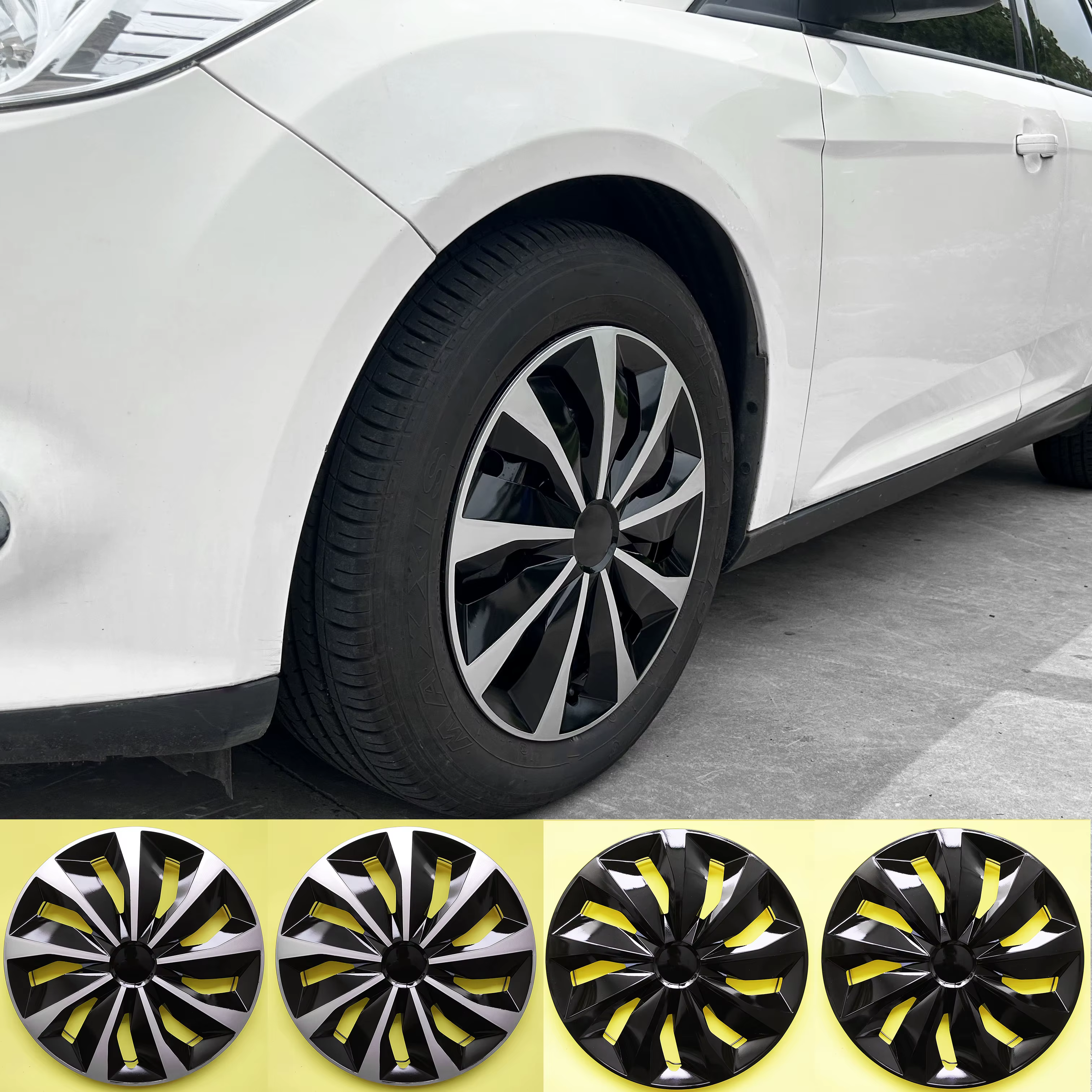 Bouchons de moyeu 4 pièces adaptés aux voitures avec roues en fer de 15 pouces, en plastique PP, peuvent être utilisés pour décorer l'apparence des roues de voiture