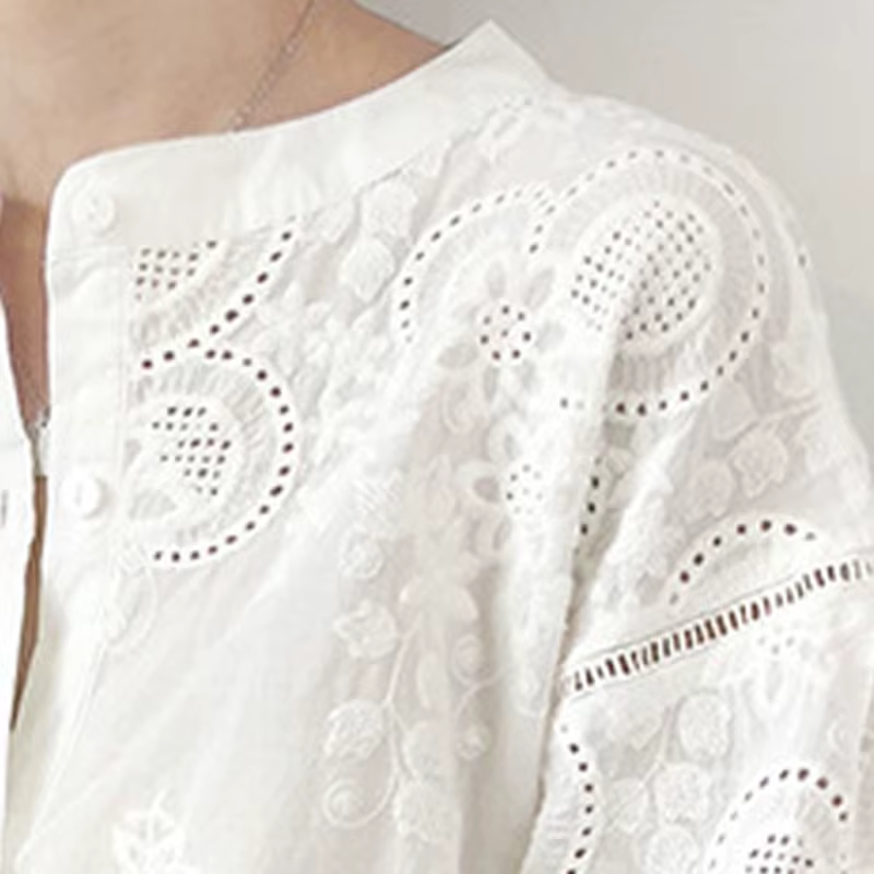 TEELYNN blanc coton broderie florale Blouse chemises pour haut pour femme chemise Vintage Blouses été 2025 Boho décontracté dames Blusas