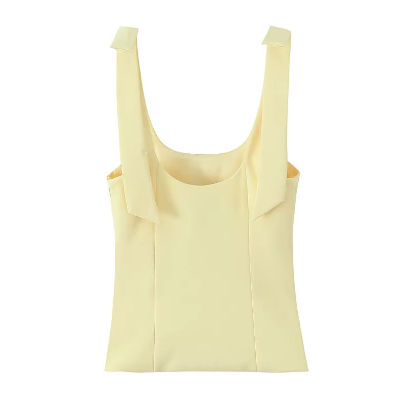 MUJER 2025 Bow haut court femme jaune Sexy