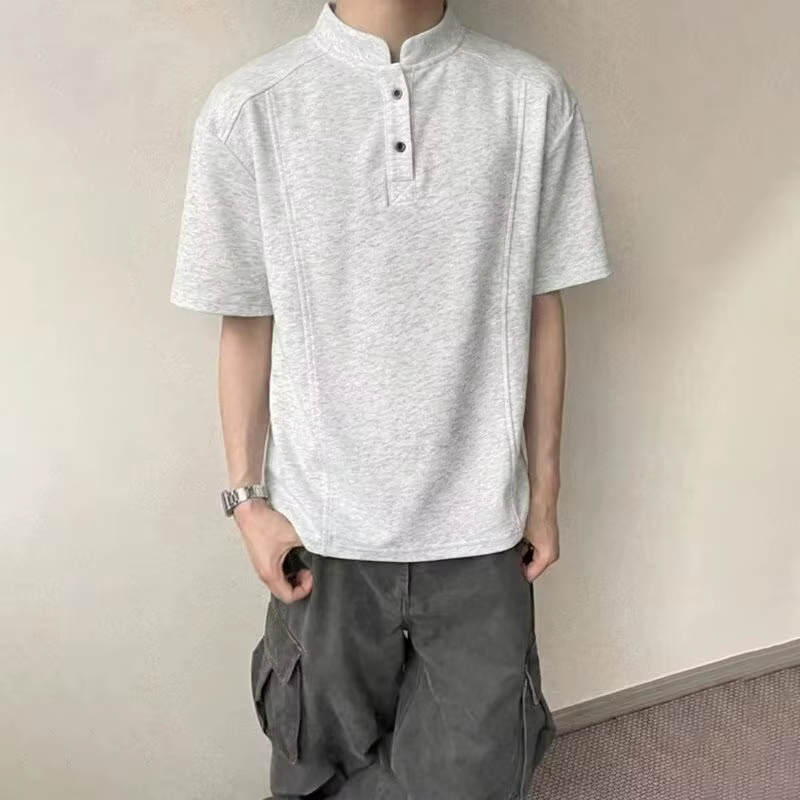 Polo à manches courtes col Henley style américain pour homme – Nouvelle collection été 2026 – T-shirt Cleanfit