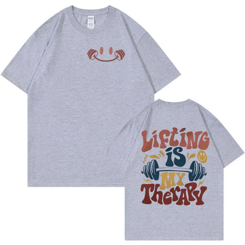 Le levage est ma époque de thérapie drôle Meme T-shirt hommes femmes été Harajuku mode T-shirts Vintage col rond