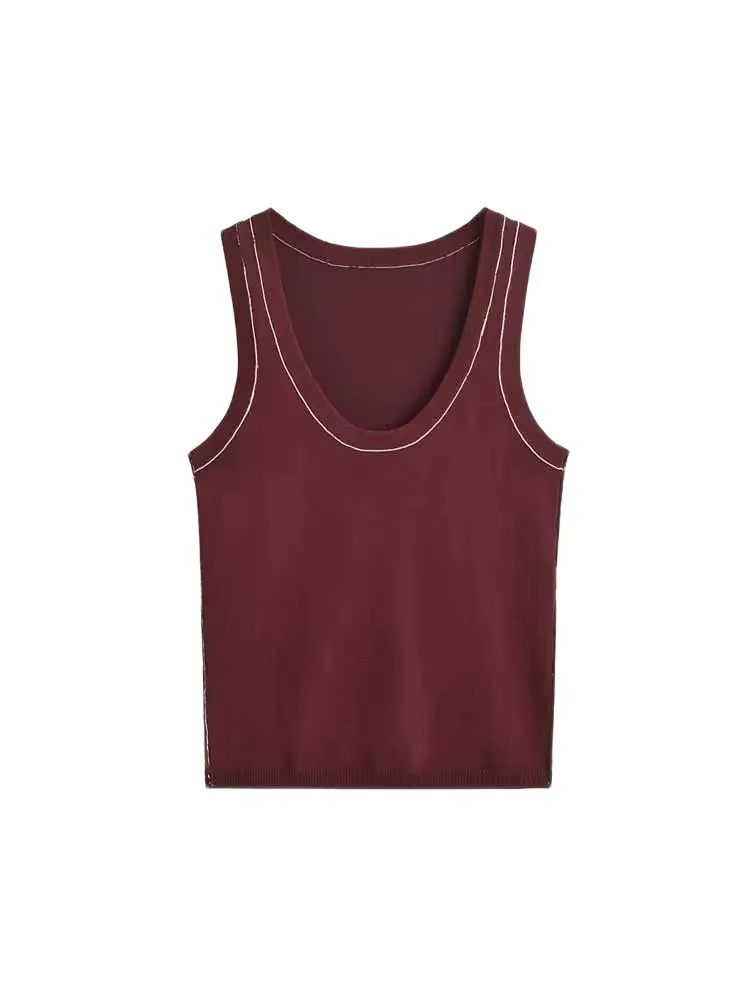 Débardeur en tricot sans manches pour femmes