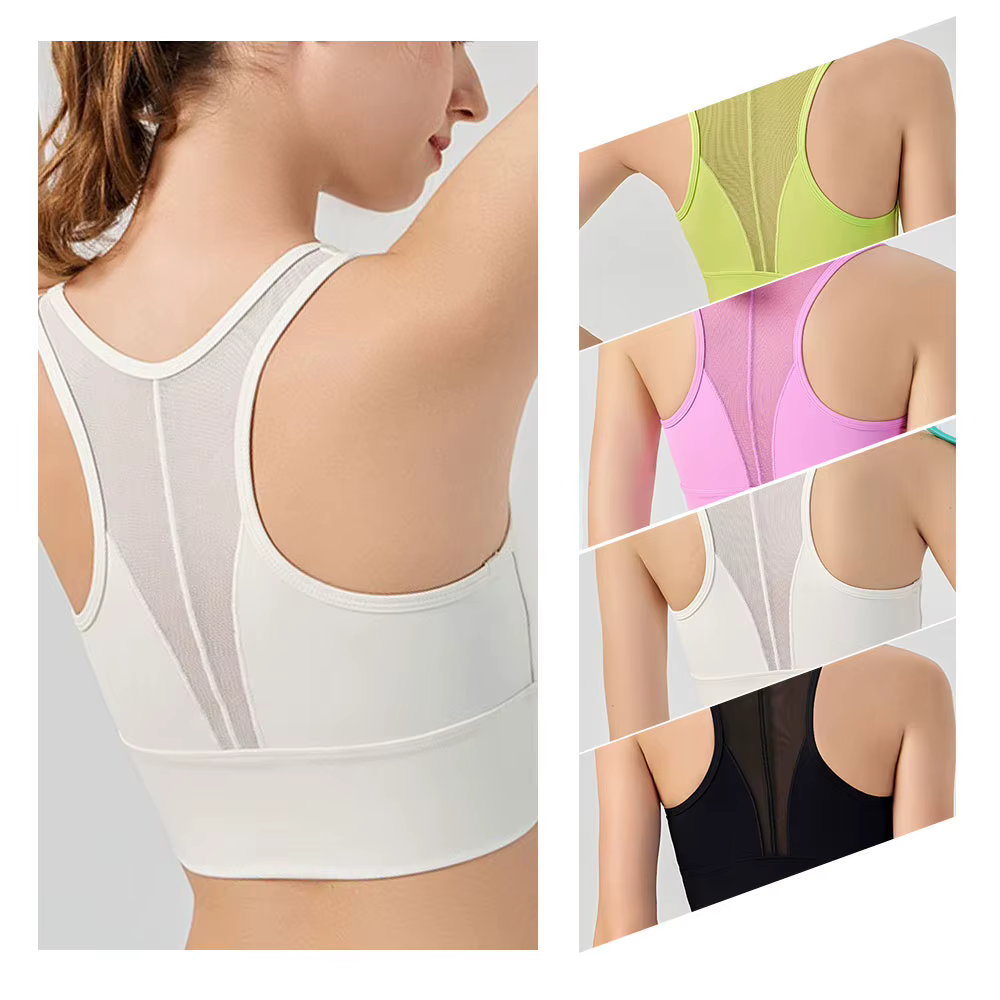 Soutien-gorge de sport antibactérien respirant pour femmes avec bonnets fixes-haut d'entraînement de soutien au dos en