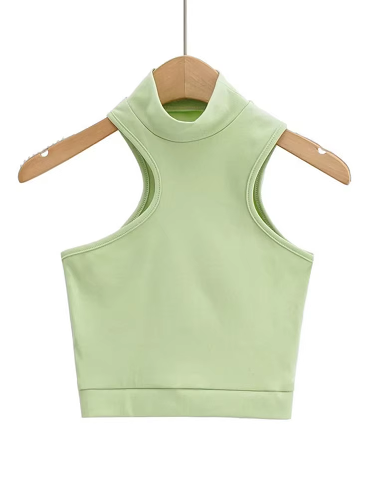 Haut court asymétrique à col roulé pour femme