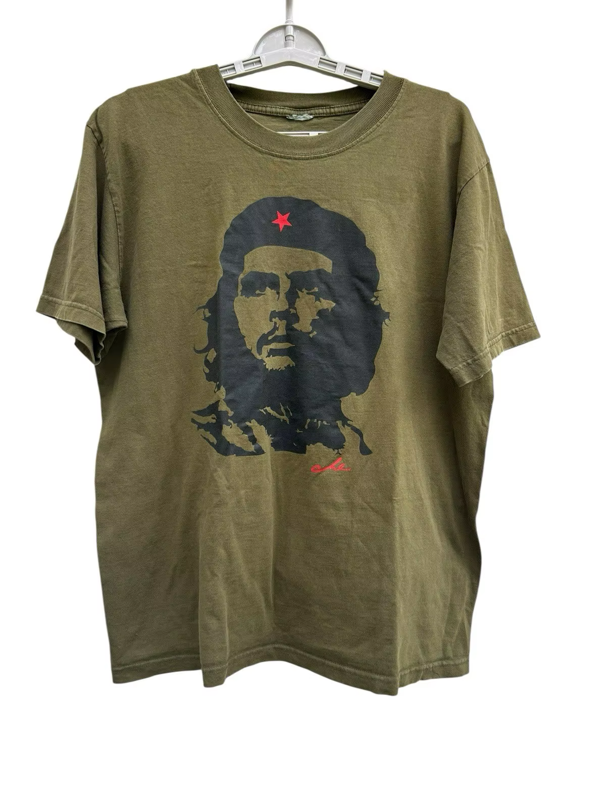 Grand t-shirt vintage Che Guevara pour hommes? Étiquette coupée vert armée