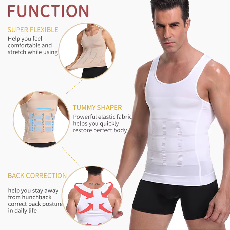 Chemise pour hommes minceur corps Shaper gilet entraînement débardeurs Abs Abdomen sous-vêtements débardeur Shapewear