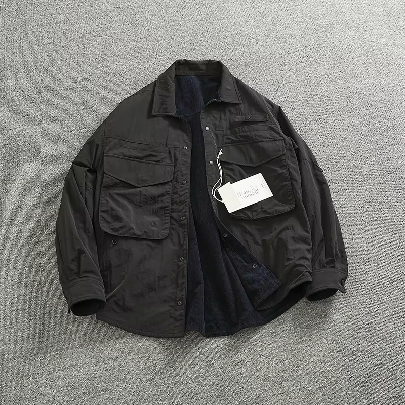 Veste Cargo Réversible en Tissu A + B pour Homme