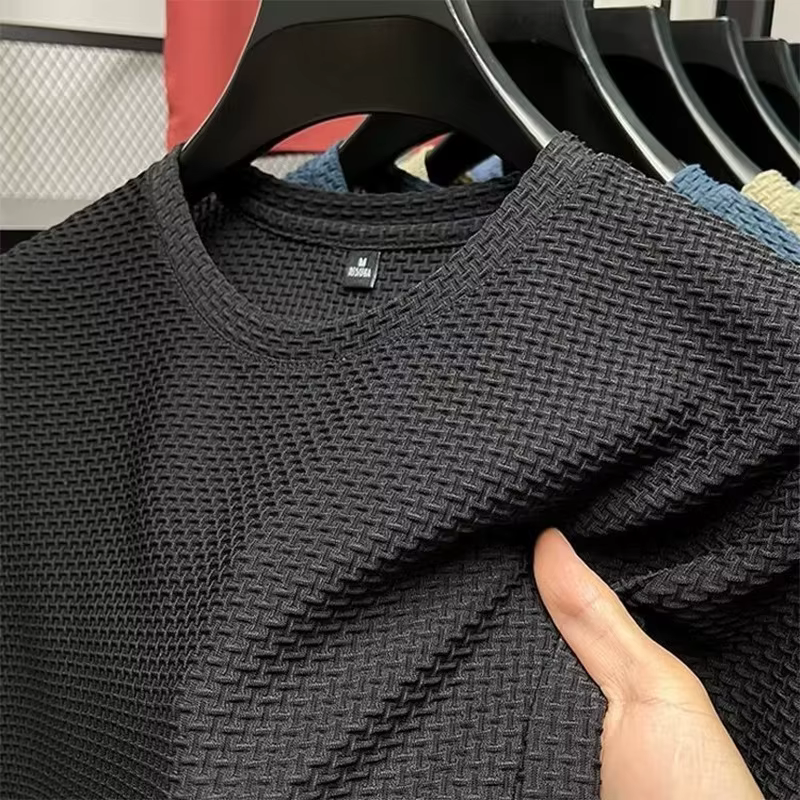 Maille glace soie T-shirt hommes à manches courtes col rond nouveau T-manches