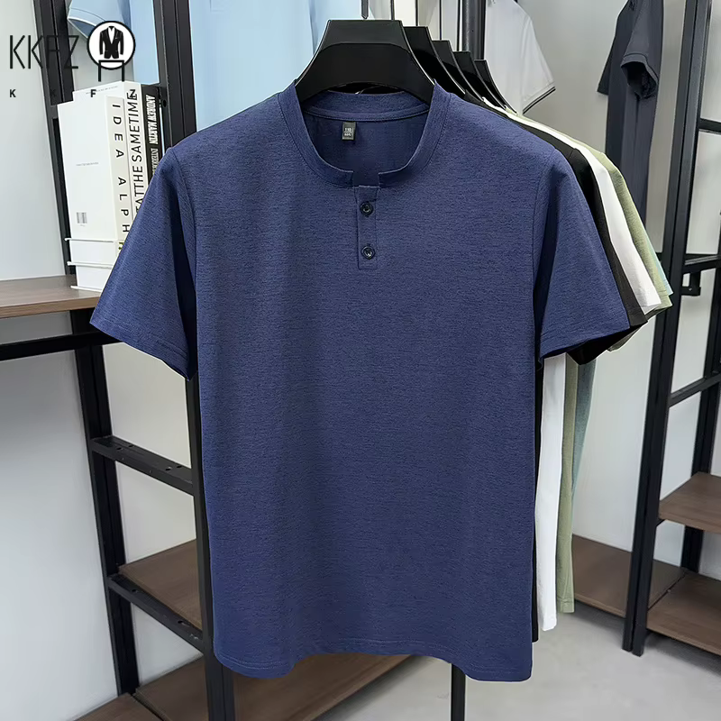 T-shirt Henley uni résistant à la transpiration pour homme