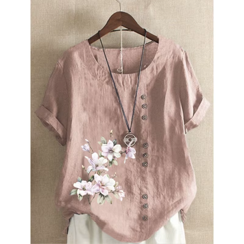 T-shirt en lin de coton confortable pour femme