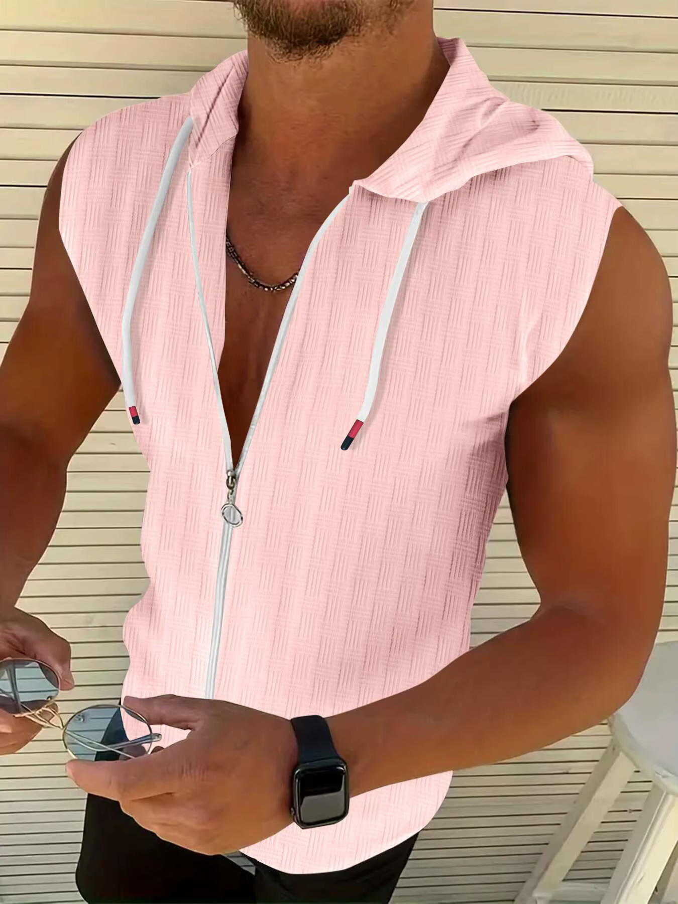 T-shirt pour homme, sweat-shirt à capuche slim fit d'été