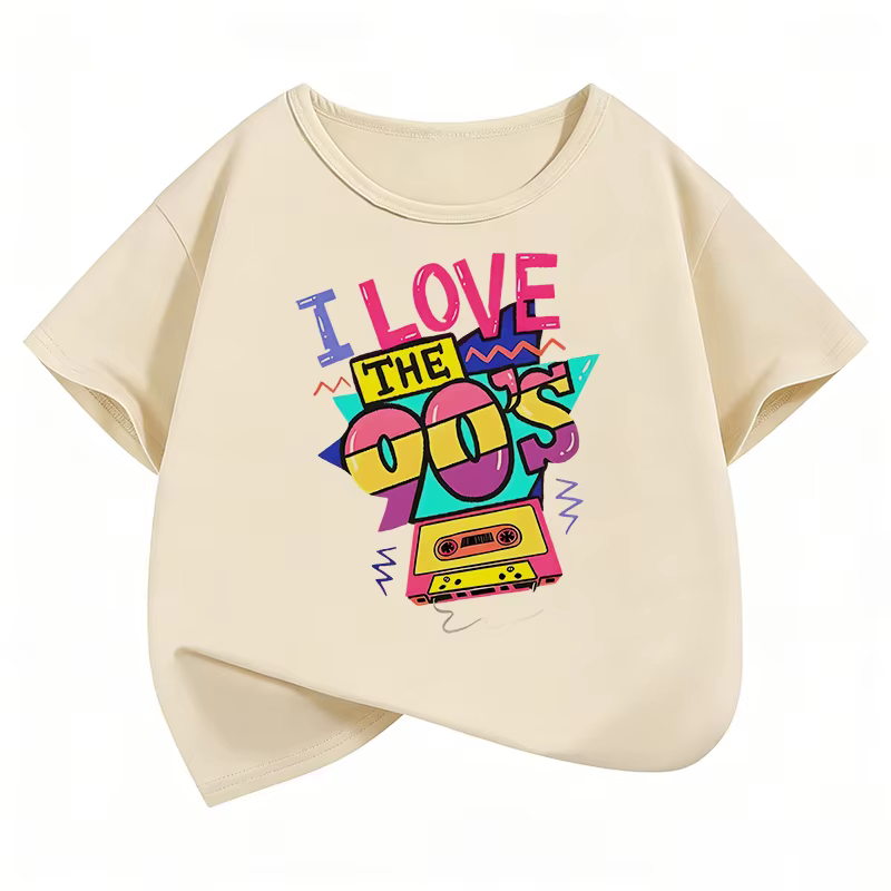 T-shirts vintage amusants « I Love The 90s » à manches courtes Y2K pour enfants