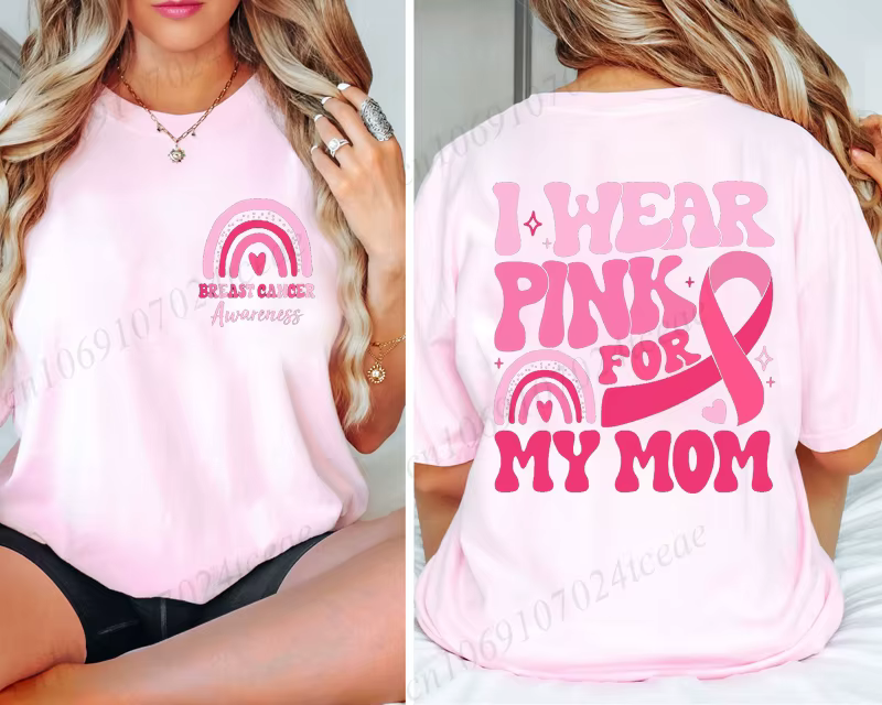 Je porte un rose pour le Cancer du sein imprimé femmes T-Shirt