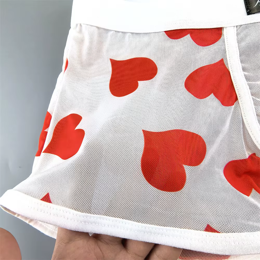 Boxer Transparent en maille «coeurs» pour homme