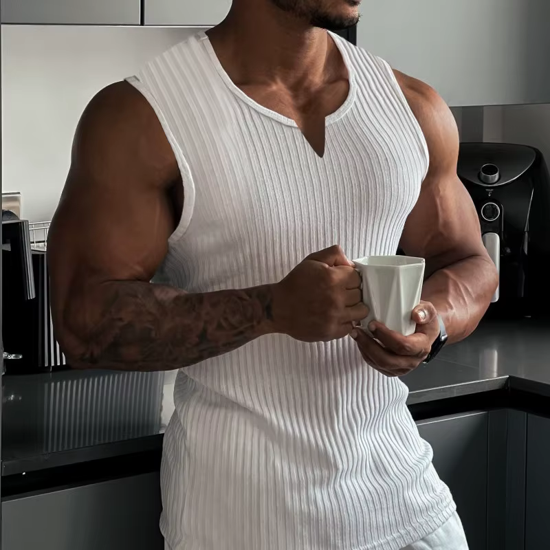 Chemise sans manches à col en V pour hommes