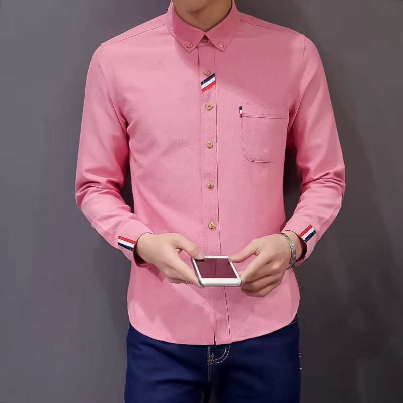 Chemise à manches longues en tissu Oxford pour homme