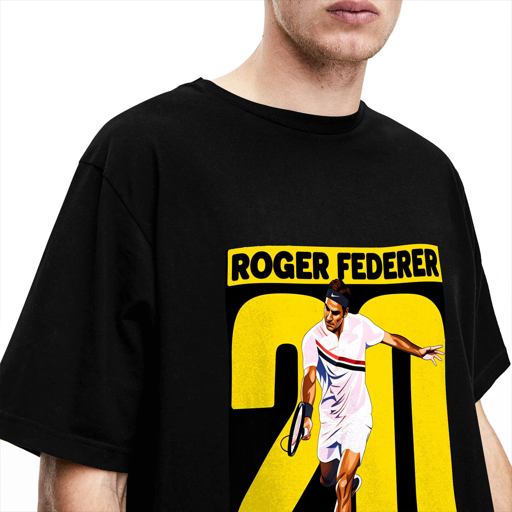 T-shirt surdimensionné RF Roger Federer, 100% coton, T-shirt populaire pour hommes, plage, motif rétro Y2K, manches courtes
