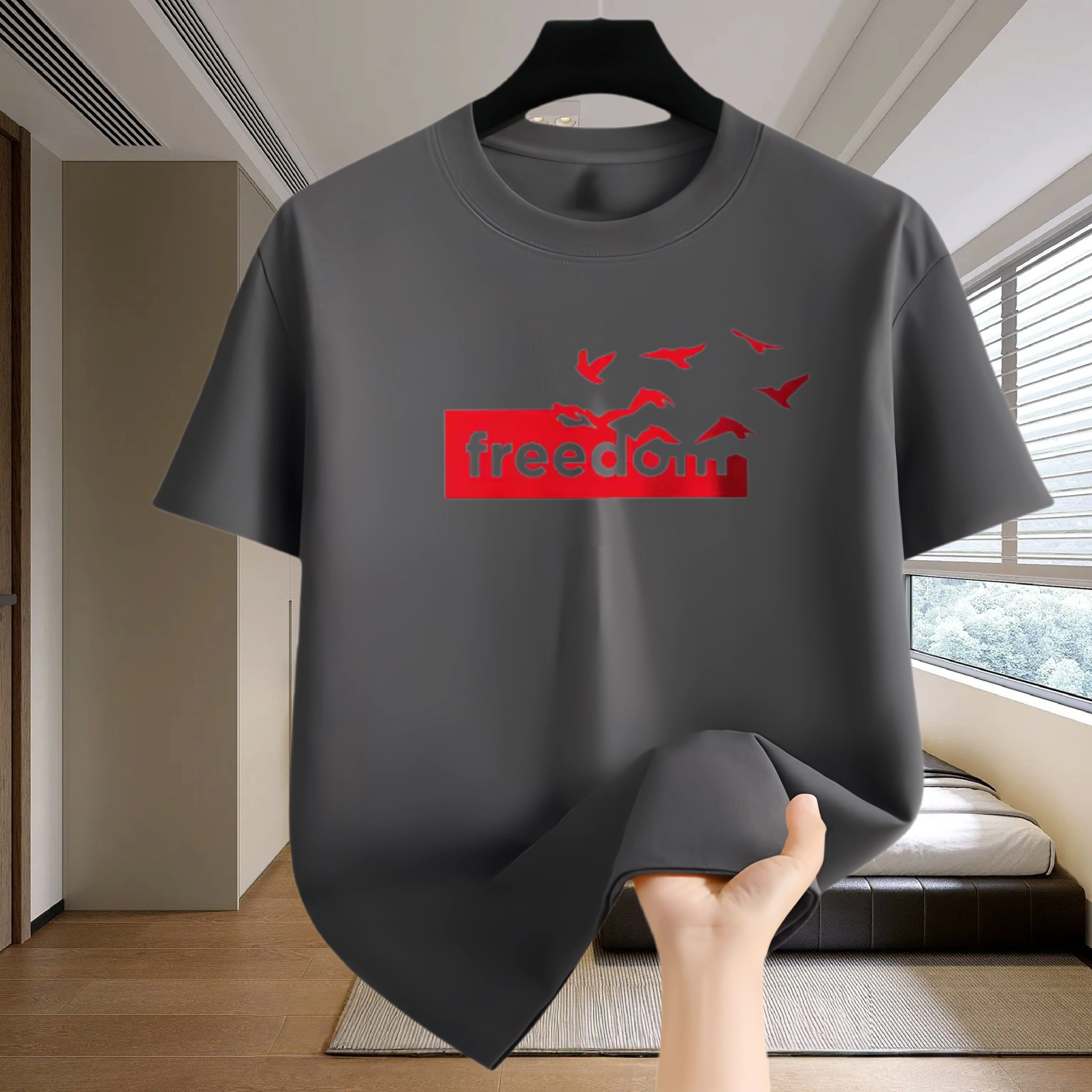 T-shirt pour homme avec imprimé - haut de sport décontracté pour le jogging et le marathon en plein air.