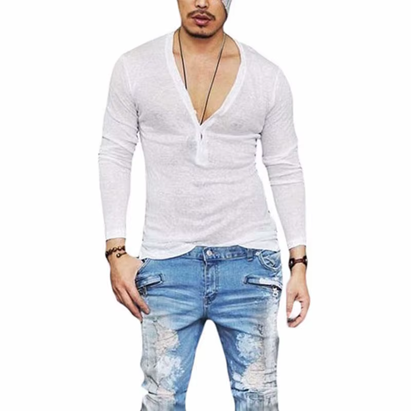 T-shirt à col en V profond pour hommes