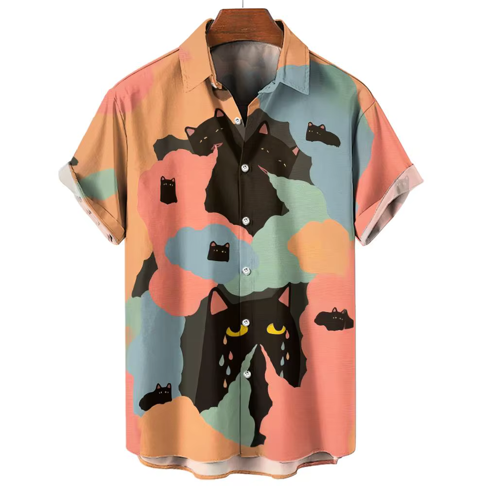 Chemises graphiques Anime Cat pour hommes