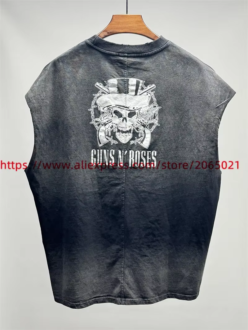 Vintage SAINT Guns N Roses lavé T-Shirts haute qualité sol sale Spray porté à la main débardeur t-shirt hauts