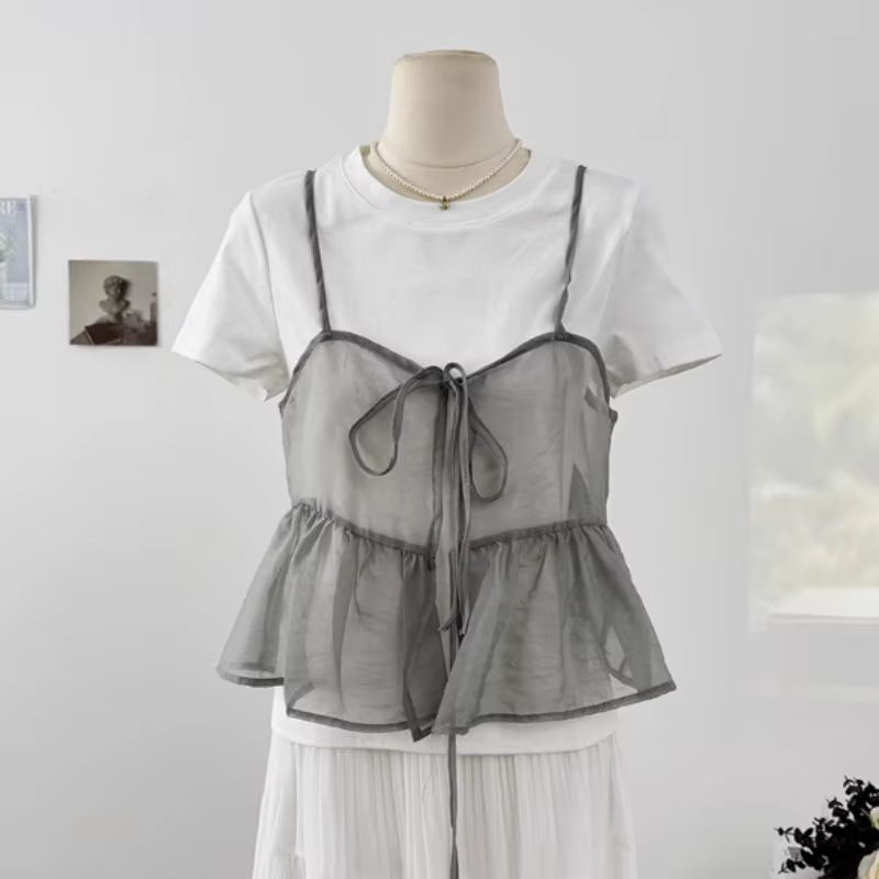 Kimtiendra mo-Gilet à lacets rose pour femmes