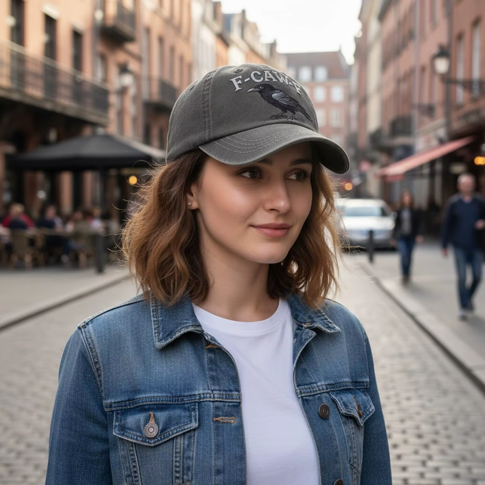 Casquette F-Caw-F, Casquette Gothique Vintage F CAW F, Casquette de Baseball Grise Lavée Brodé Réglable pour Hommes et Femmes