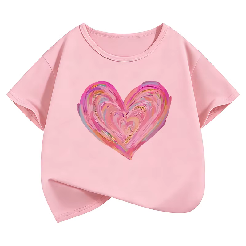 T-shirts amusants imprimés avec un design artistique en forme de cœur coloré