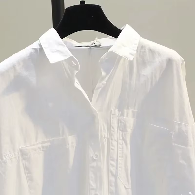 Chemisier blanc à manches longues pour femme