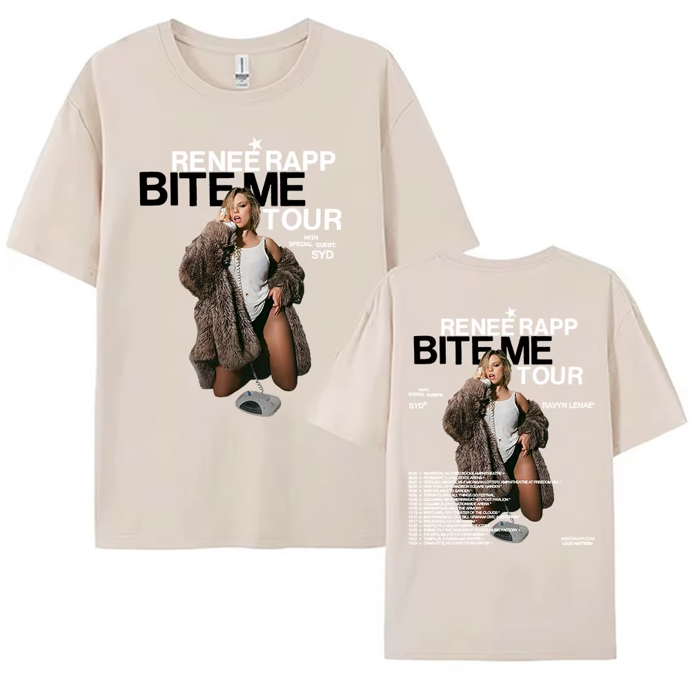 Reneé Rapp Bite Me Tour 2025 T-shirt d'été à manches courtes femmes t-shirts chanteur impression graphique