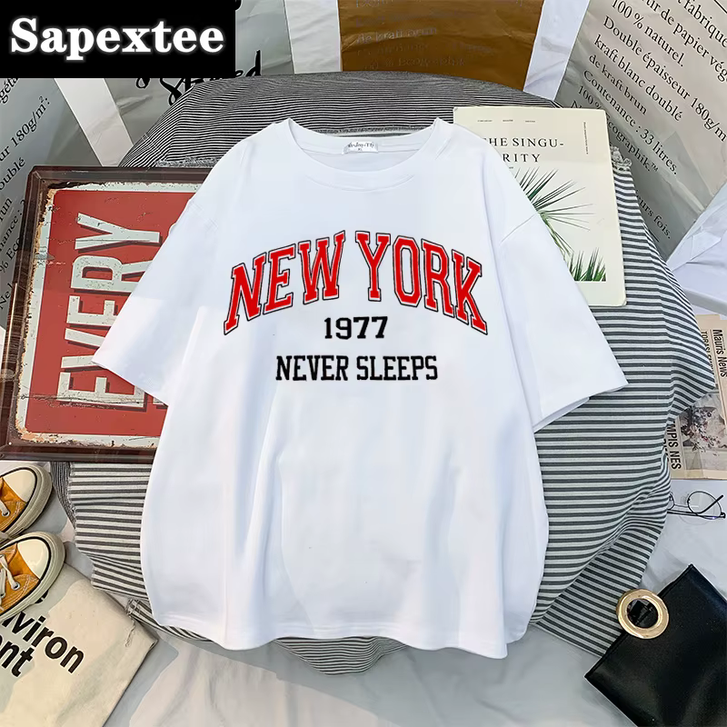 T-shirt imprimé lettre New York pour femme