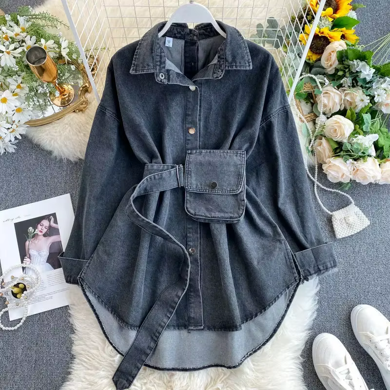 Chemises en denim à boutonnage simple pour femmes