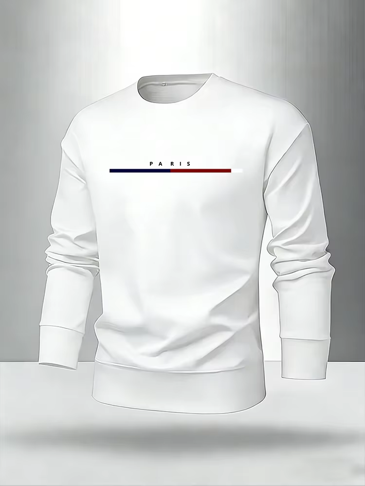 Nouvelle tenue décontractée pour homme 2026 : T-shirt à manches longues et pantalon de survêtement imprimé Paris – Collection Printemps-Automne