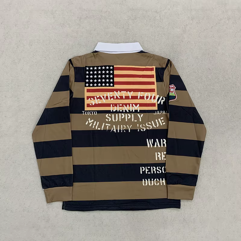 Polo de rugby rétro rayé pour homme