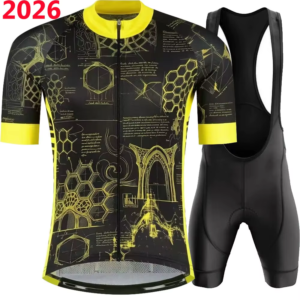 Ensemble Maillot et Cuissard de Cyclisme France Tour 2026 – Tenue de Champion du Monde pour Hommes – Maillots de Vélo de Route et Cuissard à Bretelles VTT