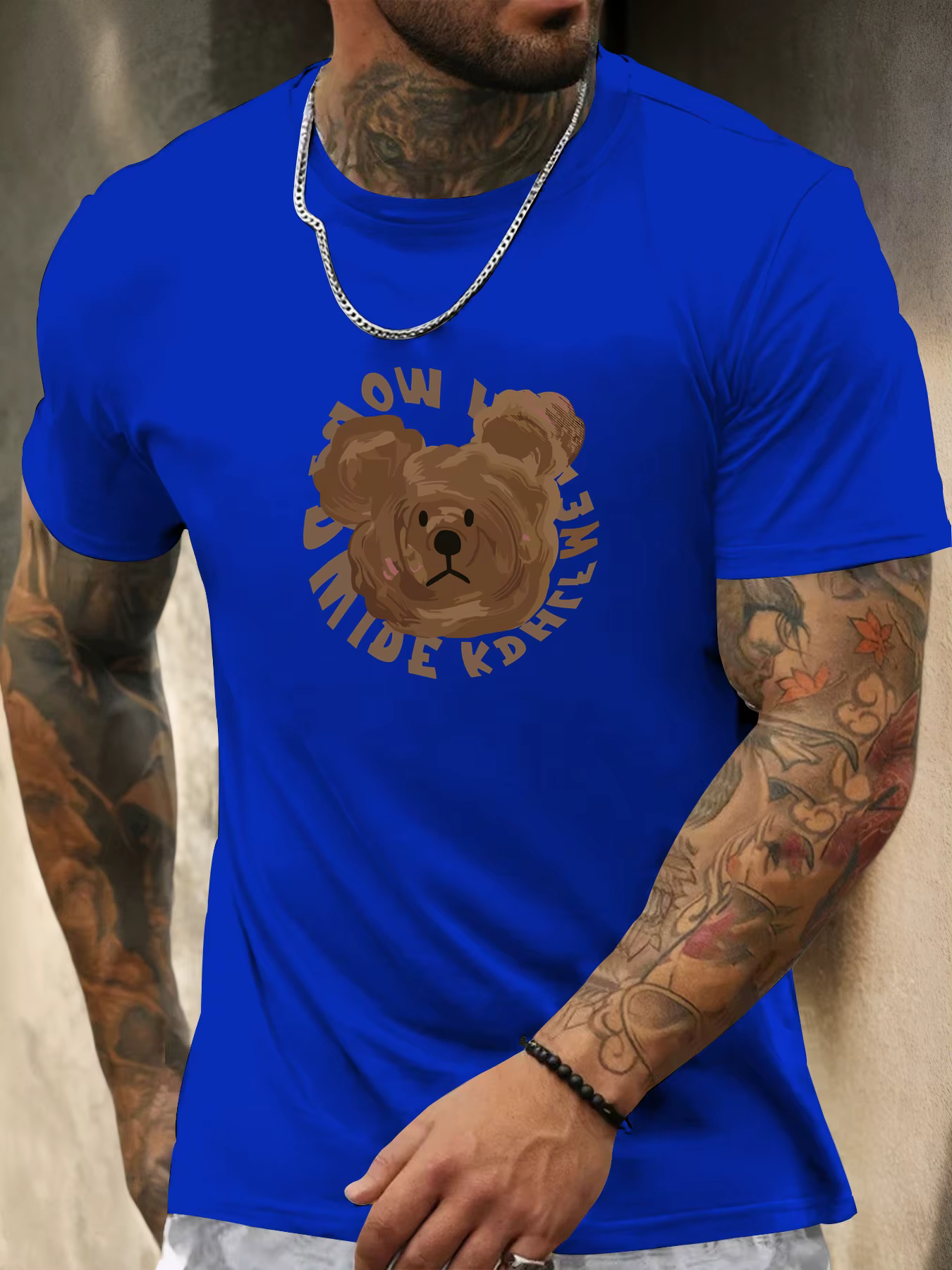 2025 hommes à la mode mignon ours brun graphique T-Shirt blanc décontracté confortable doux coton minimaliste quotidien haut Streetwear