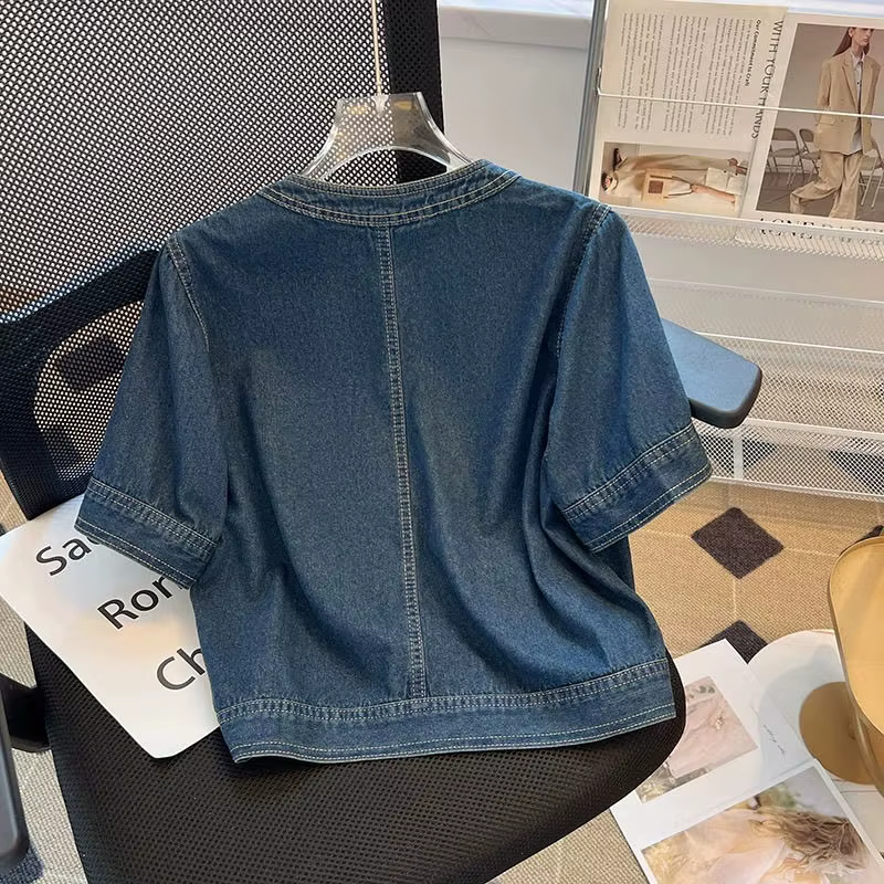 Streetwear femmes Denim vestes à manches courtes été Jean veste vêtements d'extérieur Ropa Mujer mode rétro Vintage manteau recadrée hauts