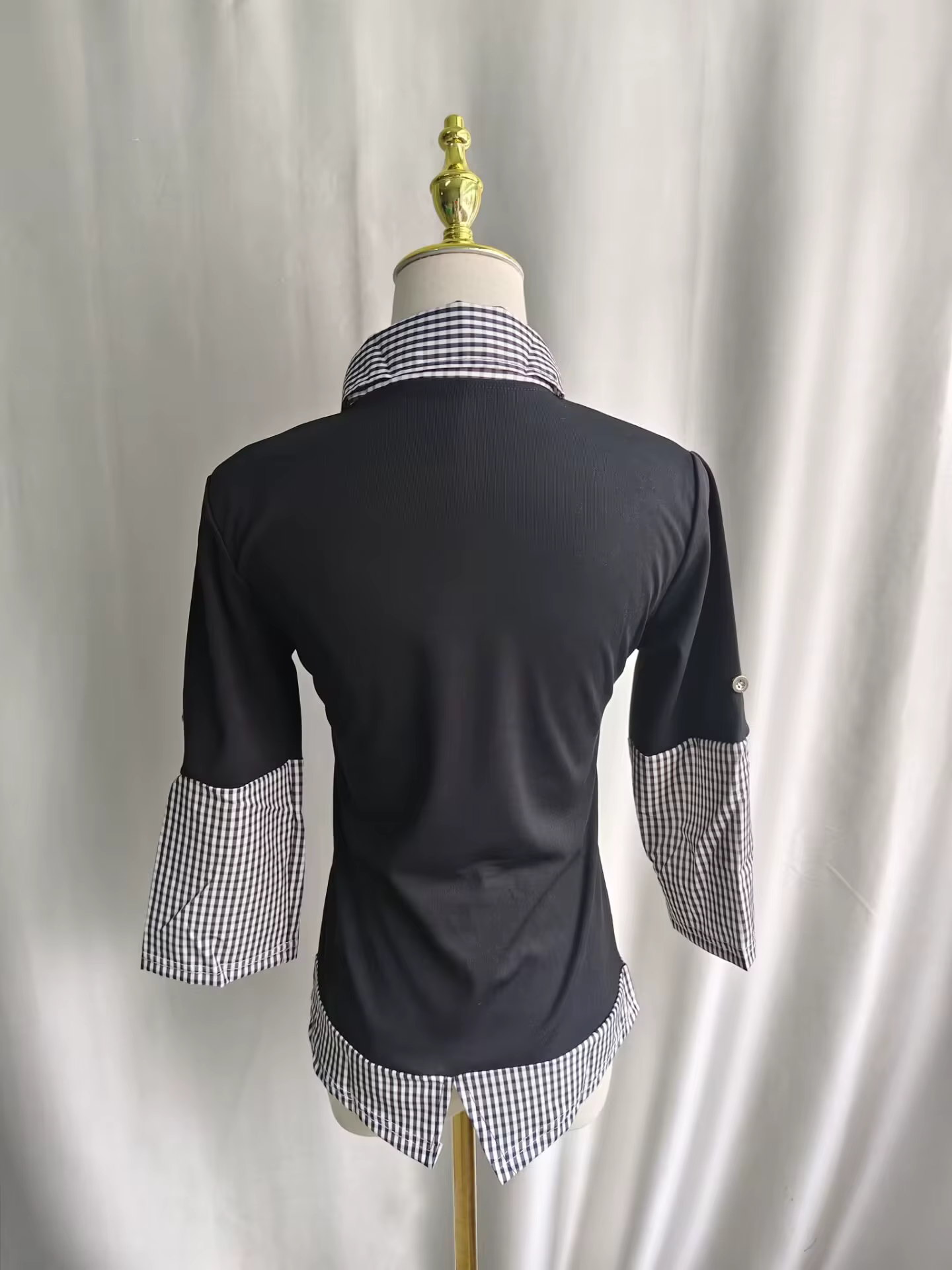 T-shirt coréen Onalippa 2026 nouveau style décontracté à carreaux et patchwork