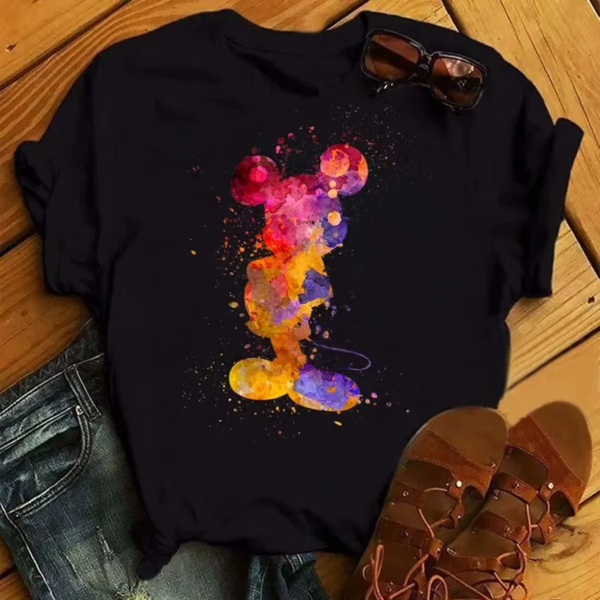 T-shirt imprimé Mickey Mouse pour femmes