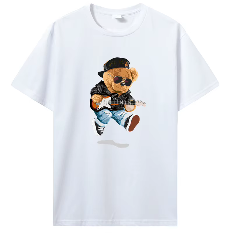 T-shirt ours en peluche jouant au badminton pour hommes