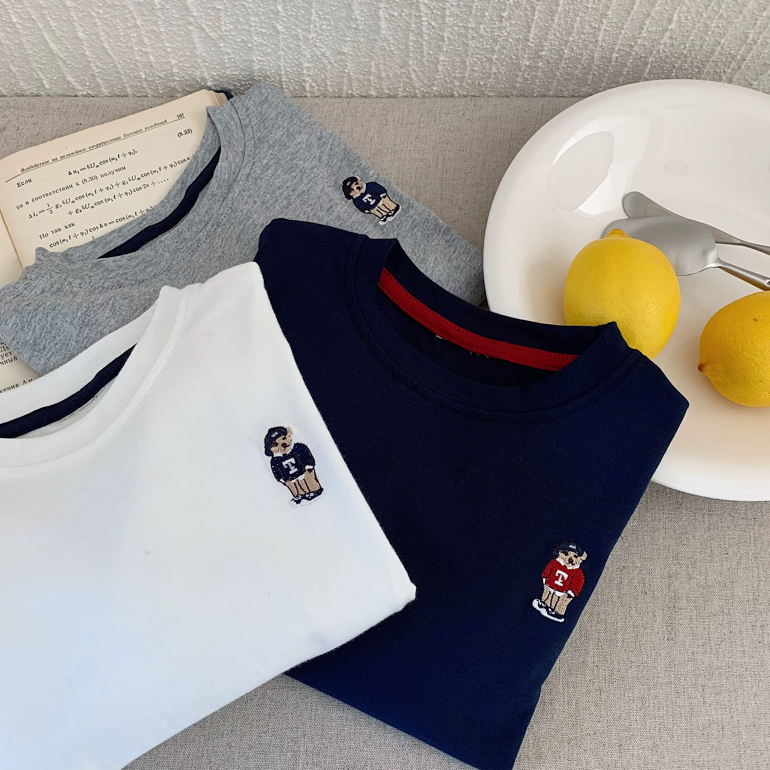 T-shirt pour enfants printemps garçons et filles rayé ours Base chemise bébé polyvalent à manches longues T à la mode